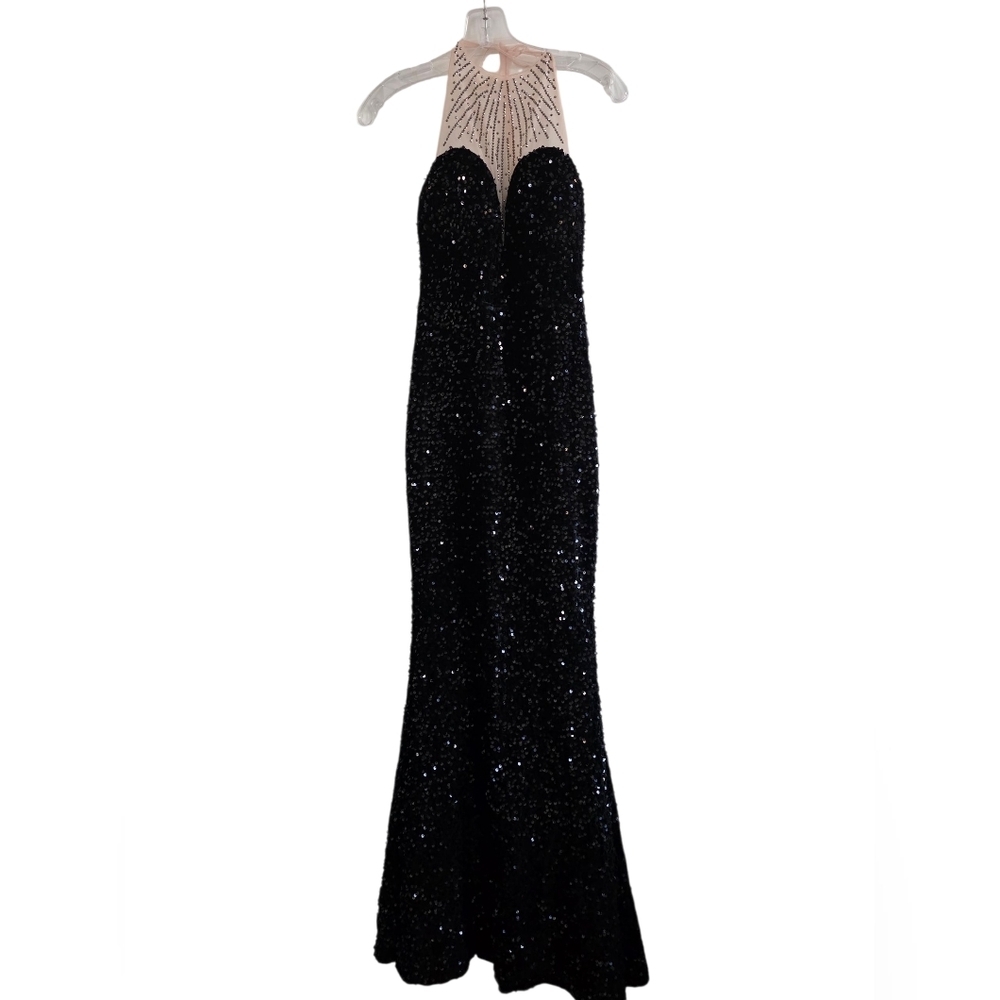Stunning Black Sequin Backless Dress Size Small  Formal Prom Banquet
